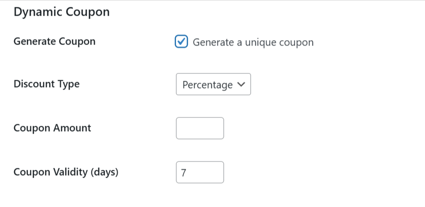 Dynamic Coupon Settings