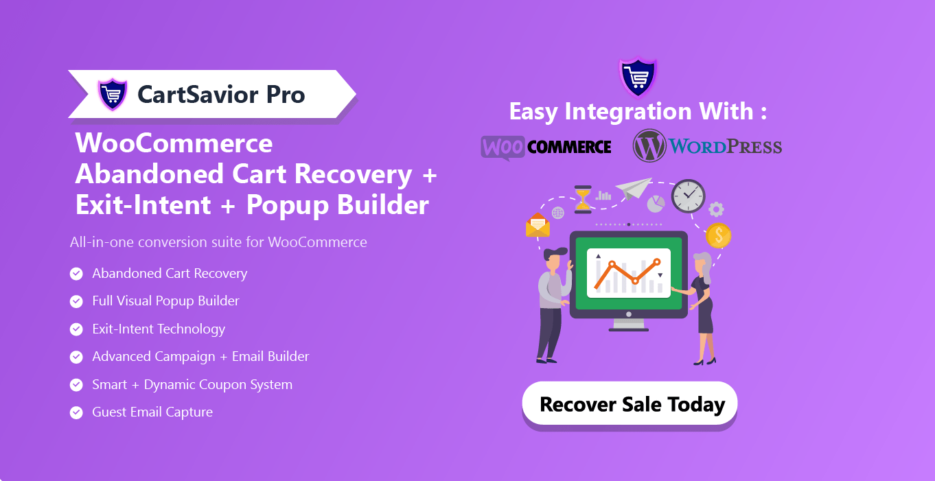 CartSavior Pro – WooCommerce Abandoned Cart & Exit-Intent Tool & PopUp Builder